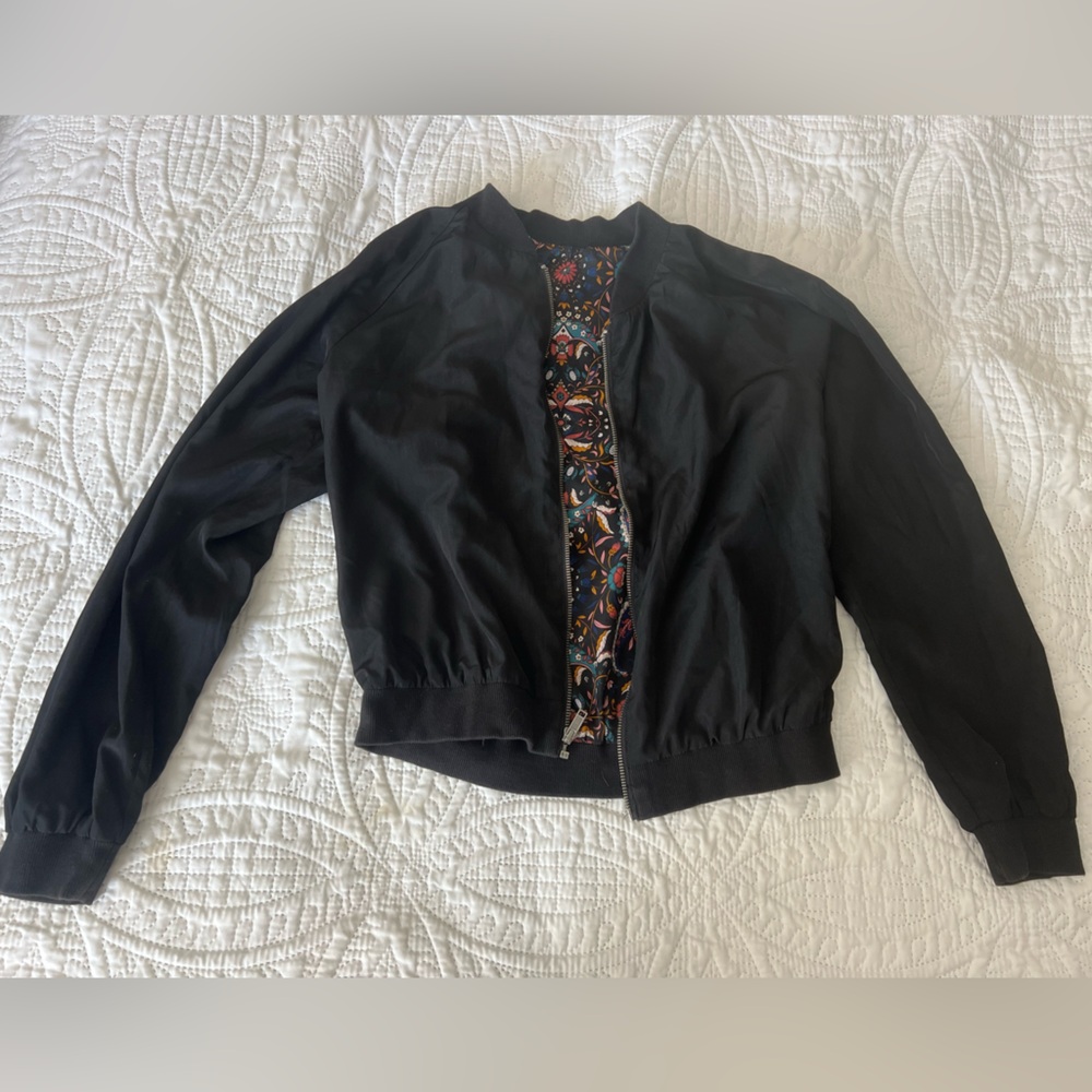 Women's Black Reversible Bomber Jacket